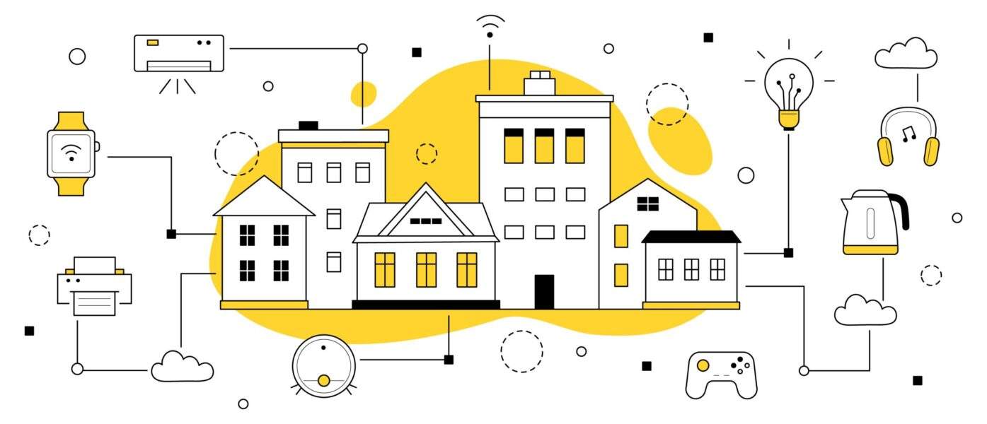 Smart Home illustration showing connected devices describing IoT Canada